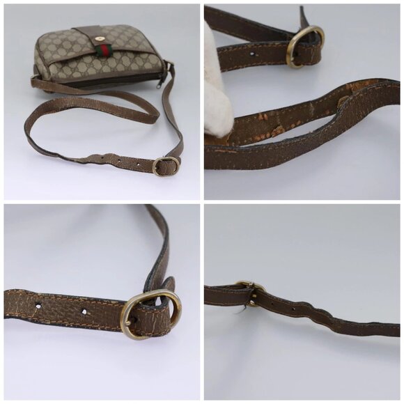 GUCCI Micro GG Supreme Web Sherry Line Shoulder Bag PVC Beige gold Auth 110383 - Picture 15 of 16